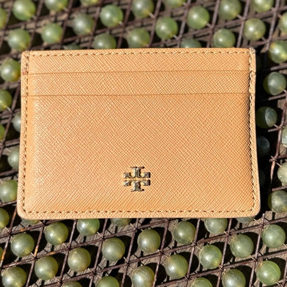 TORY BURCH Emerson Tiger Eye Leather Slim Card Case Mini Wallet - Picture 4 of 7